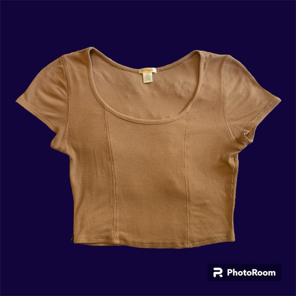 Brown scoop neck crop top